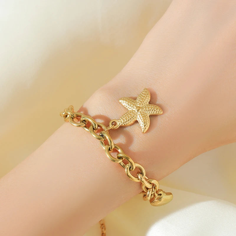 Bracelet Femme Étoiles & Lune – Plaqué Or