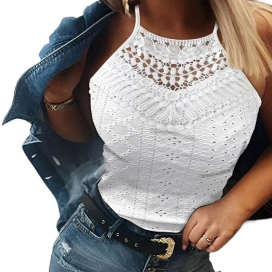 Top Camisole Femme Sans Manches Dentelle Dos Nu – Sexy & Slim**