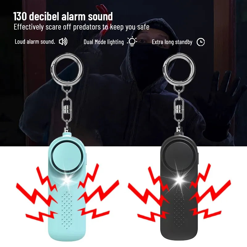 Self Defence Alarm 130DB AAA Battery Led Lights and Acoustic Flash Security Alarm Keychain for Women Girls Seniors