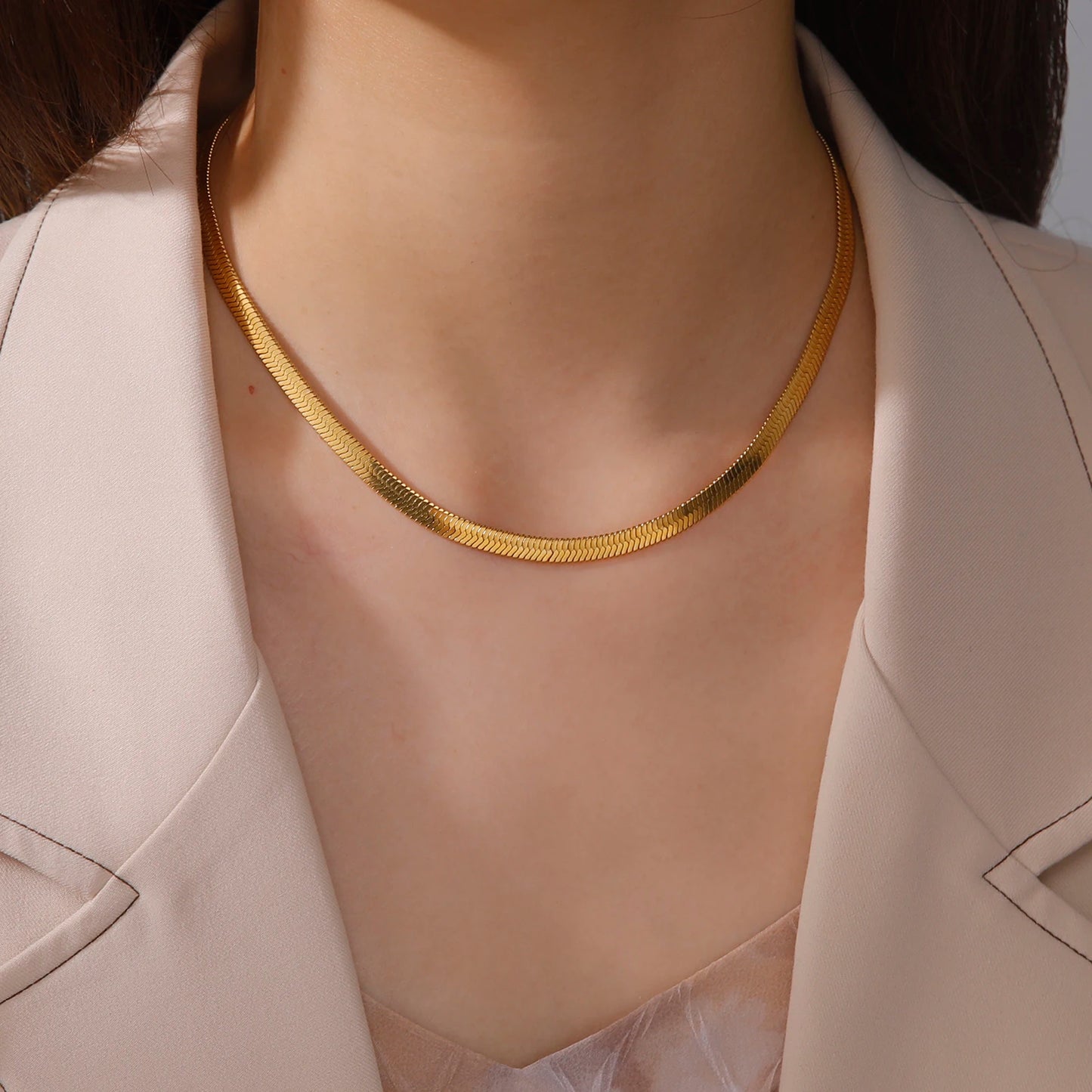 Collier Chaîne Serpent Acier Inoxydable – Plaqué Or Unisexe