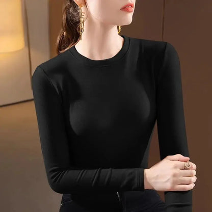 T-Shirt chaud Femme 👚 Slim Fit Manches Longues – Élégant & Confort