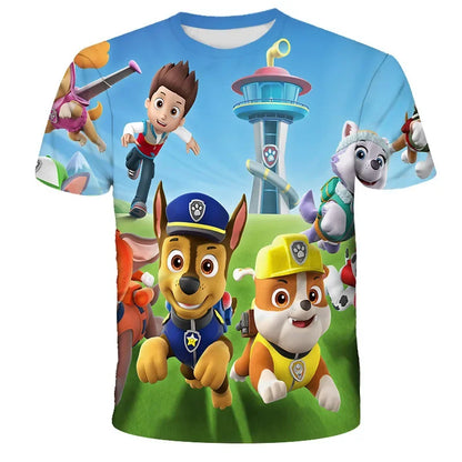 T-shirt Enfant Motif Chien Paw Patrol – Manches Courtes, Style 3D