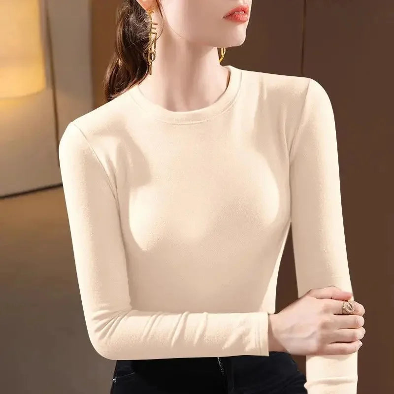 T-Shirt chaud Femme 👚 Slim Fit Manches Longues – Élégant & Confort