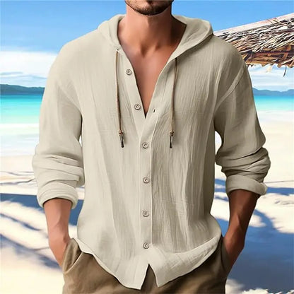 Chemise à Capuche Homme Lin Coton – Décontractée Printemps Été