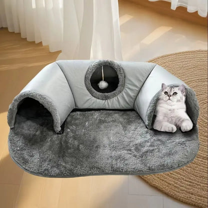 Tunnel & Lit Chaud pour Chat – Antidérapant et Lavable