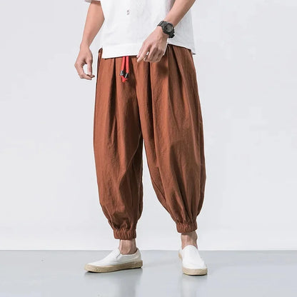 Pantalon ample homme été 👖 – coton & lin style Harajuku