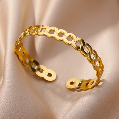Bracelet Manchette Large Femme Doré – Acier Inoxydable