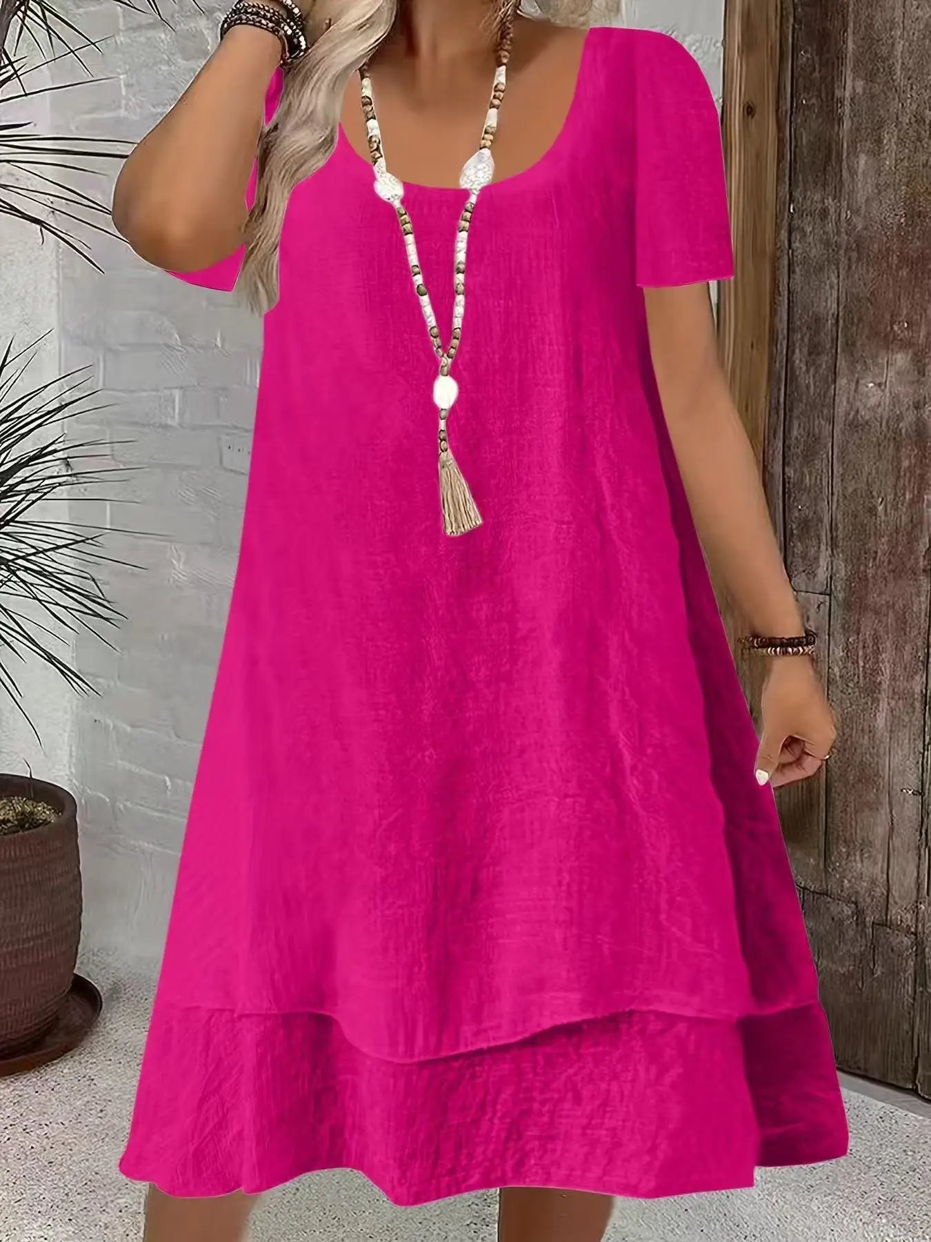 Robe Femme Casual Double Couche – Coupe Ample, Légère & Confortable