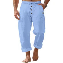 Pantalon Homme Coton Lin – Décontracté Style Américain Plage