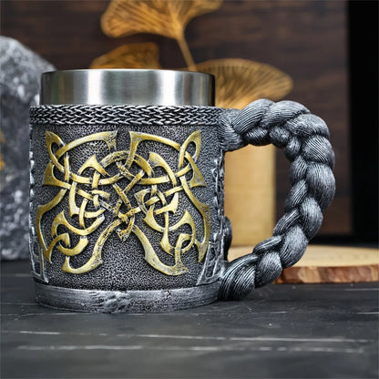 Chope Viking acier inoxydable  – Mug guerrier nordique 450 ml