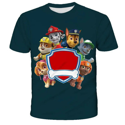 T-shirt Enfant Motif Chien Paw Patrol – Manches Courtes, Style 3D