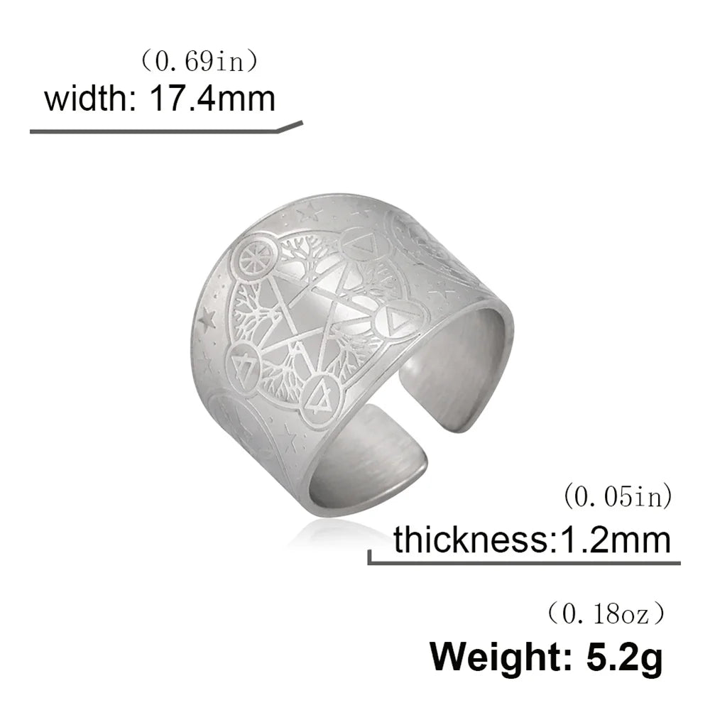 Bague Pentagramme Wicca – Amulette Géométrie Sacrée