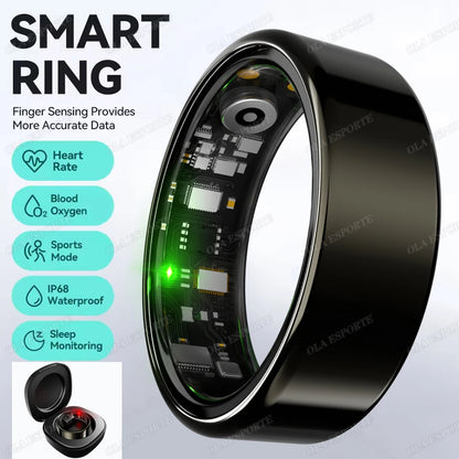Bague Connectée R09 – Suivi Activité, Fréquence Cardiaque & Boîtier de Charge