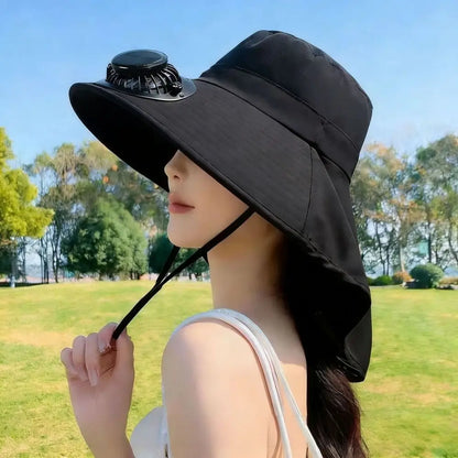 Chapeau Ventilateur Solaire  et Rechargeable USB – 800 mAh, Été & Activités Extérieures