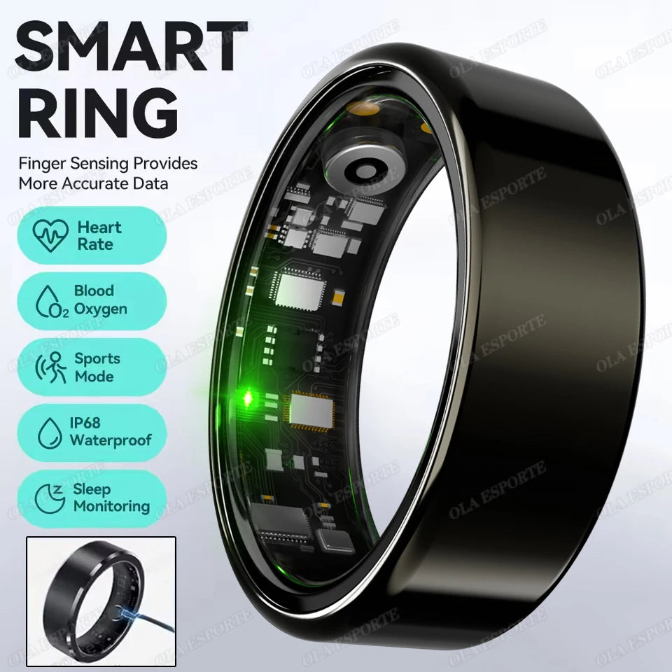 Bague Connectée R09 – Suivi Activité, Fréquence Cardiaque & Boîtier de Charge