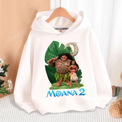 Disney Moana 2 Hoodies Enfants Nouveau Anime Mince Coton Sweat-shirt Garçons Filles Automne Hiver Chaud Pull Enfants Manches Longues