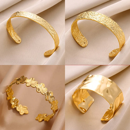 Bracelet Manchette Large Femme Doré – Acier Inoxydable