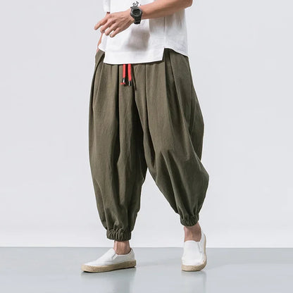 Pantalon ample homme été 👖 – coton & lin style Harajuku