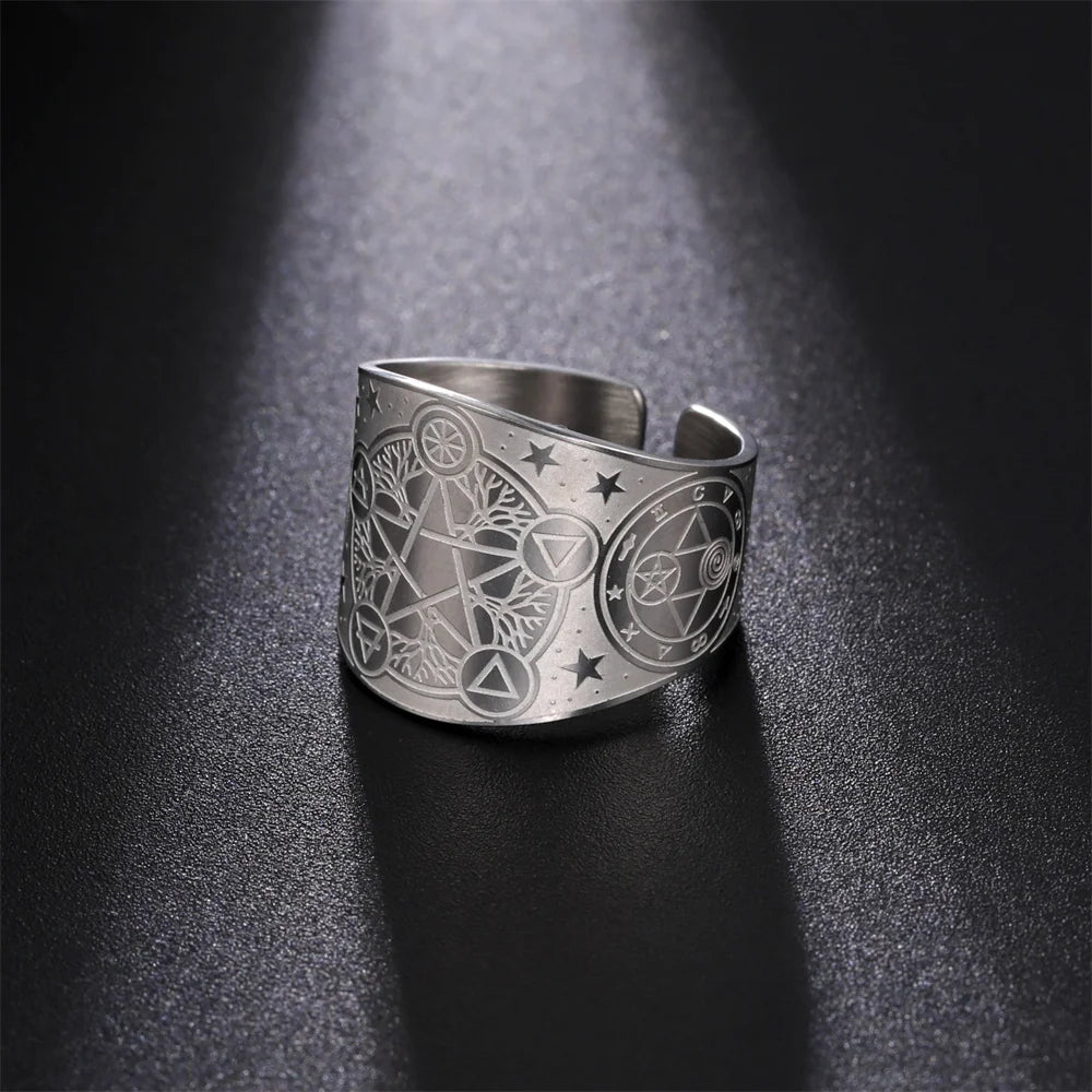 Bague Pentagramme Wicca – Amulette Géométrie Sacrée