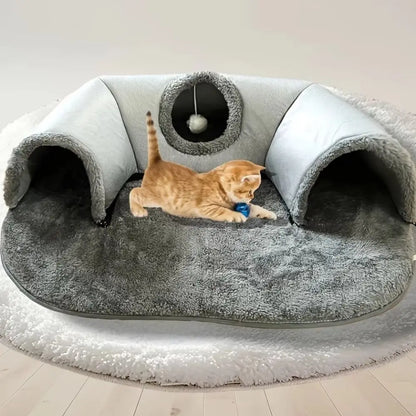 Tunnel & Lit Chaud pour Chat – Antidérapant et Lavable