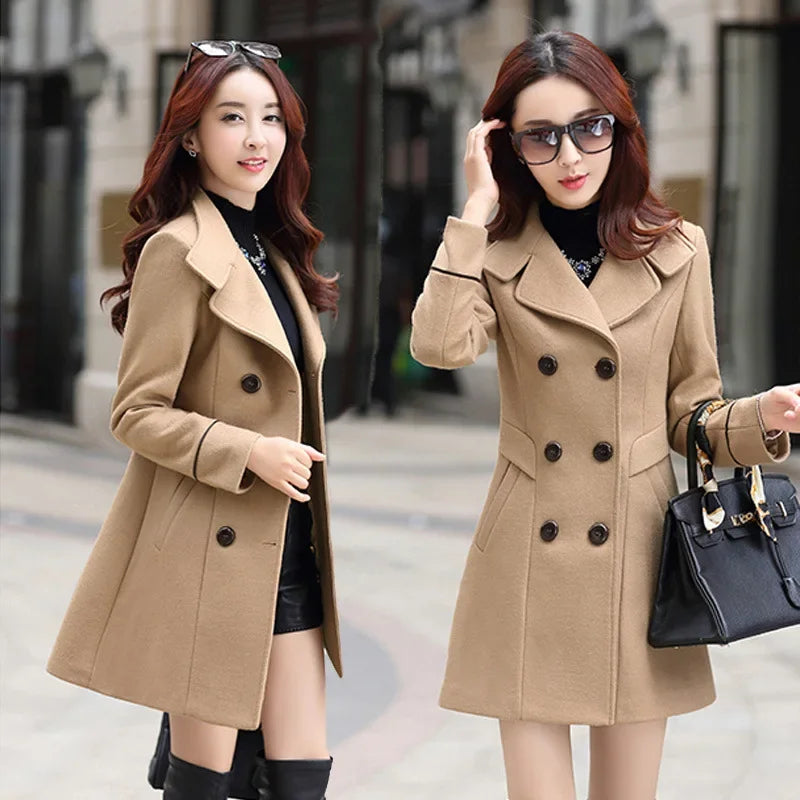Manteau laine femme automne hiver – Style coréen élégant