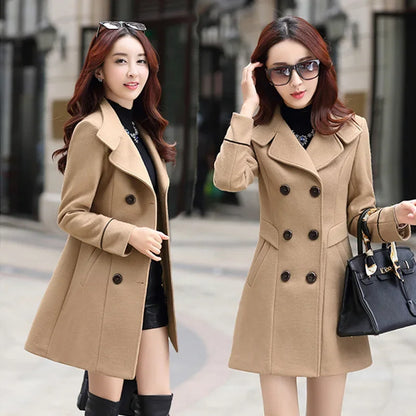 Manteau laine femme automne hiver – Style coréen élégant