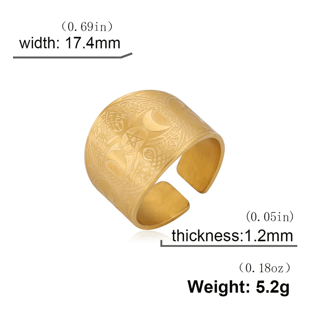 Bague Pentagramme Wicca – Amulette Géométrie Sacrée