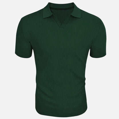 👉 T-shirt homme slim col rabattu – manches courtes été, printemps/automne mode casual