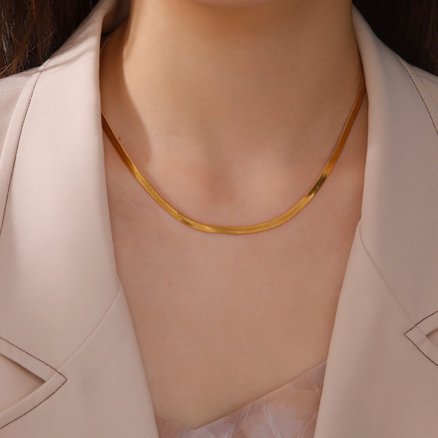 Collier Chaîne Serpent Acier Inoxydable – Plaqué Or Unisexe