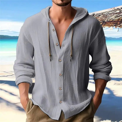 Chemise à Capuche Homme Lin Coton – Décontractée Printemps Été