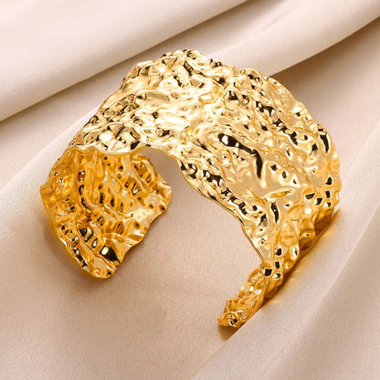 Bracelet Manchette Large Femme Doré – Acier Inoxydable