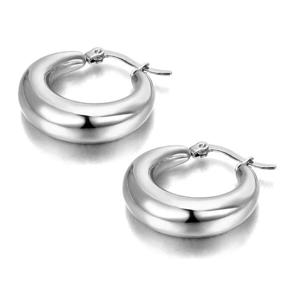 Boucles d’Oreilles Géométriques Femme – Acier Inox Plaqué Or 14K