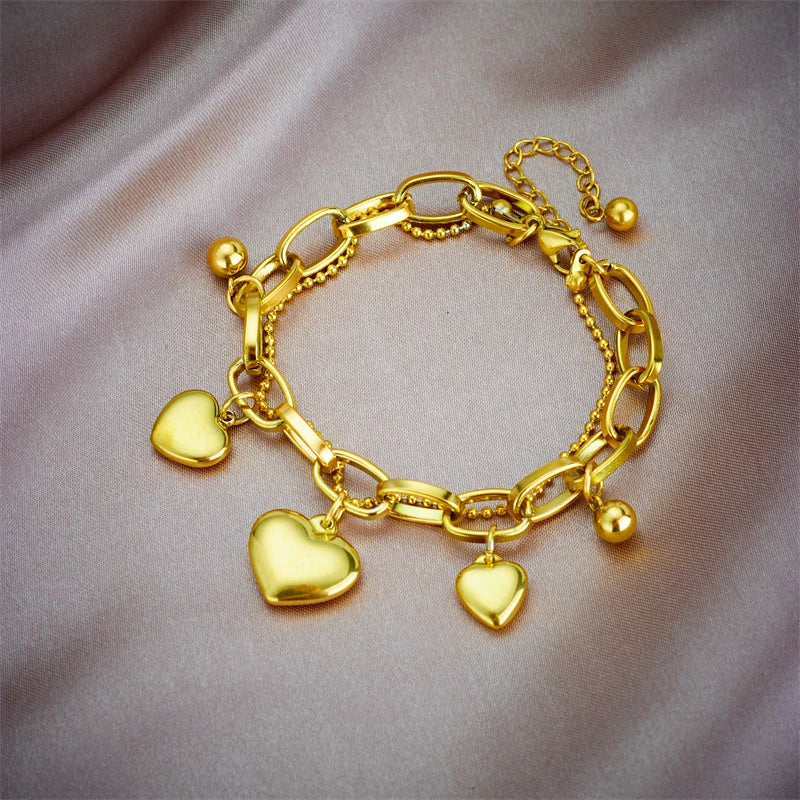 Bracelet Femme Croix & Cœur – Plaqué Or