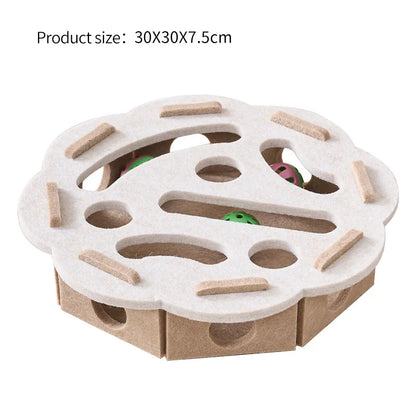 👉 Jouet puzzle interactif pour chat – Boîte en feutrine avec balles