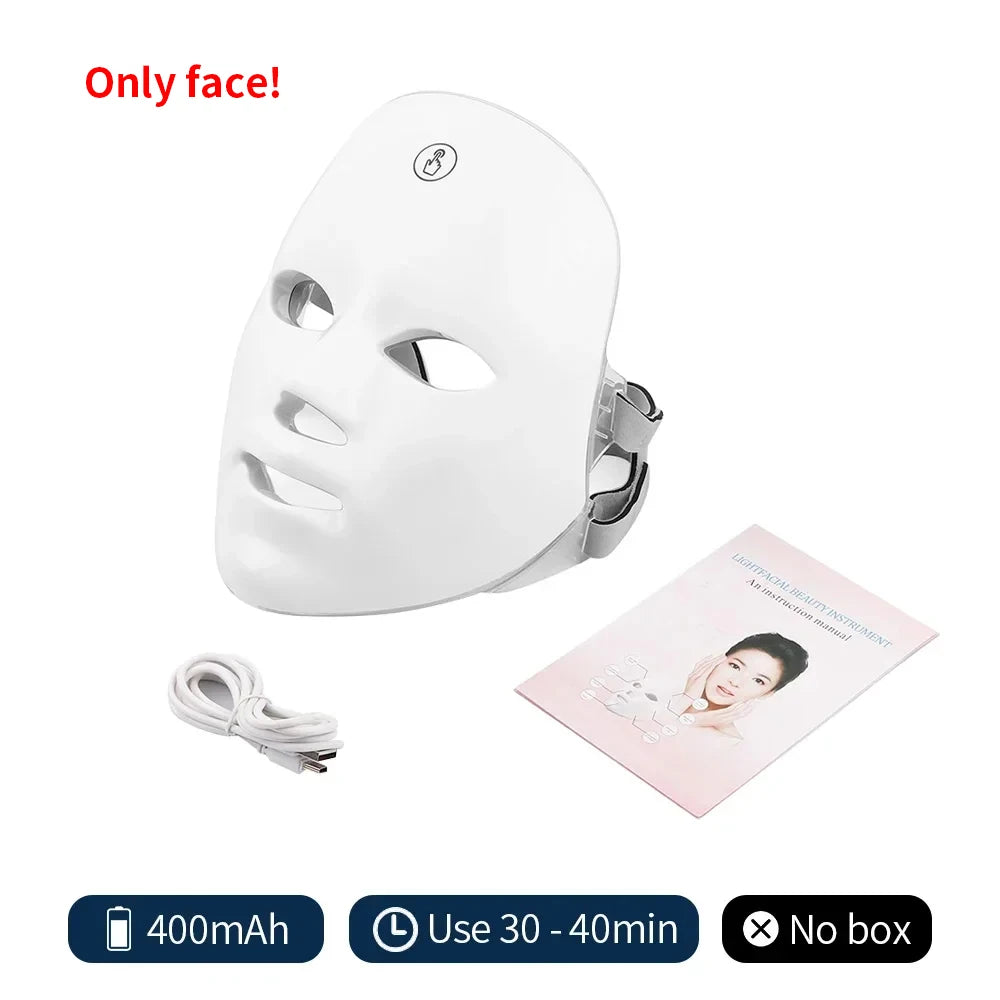 Masque LED Visage 7 Couleurs,Photonique, Rechargeable