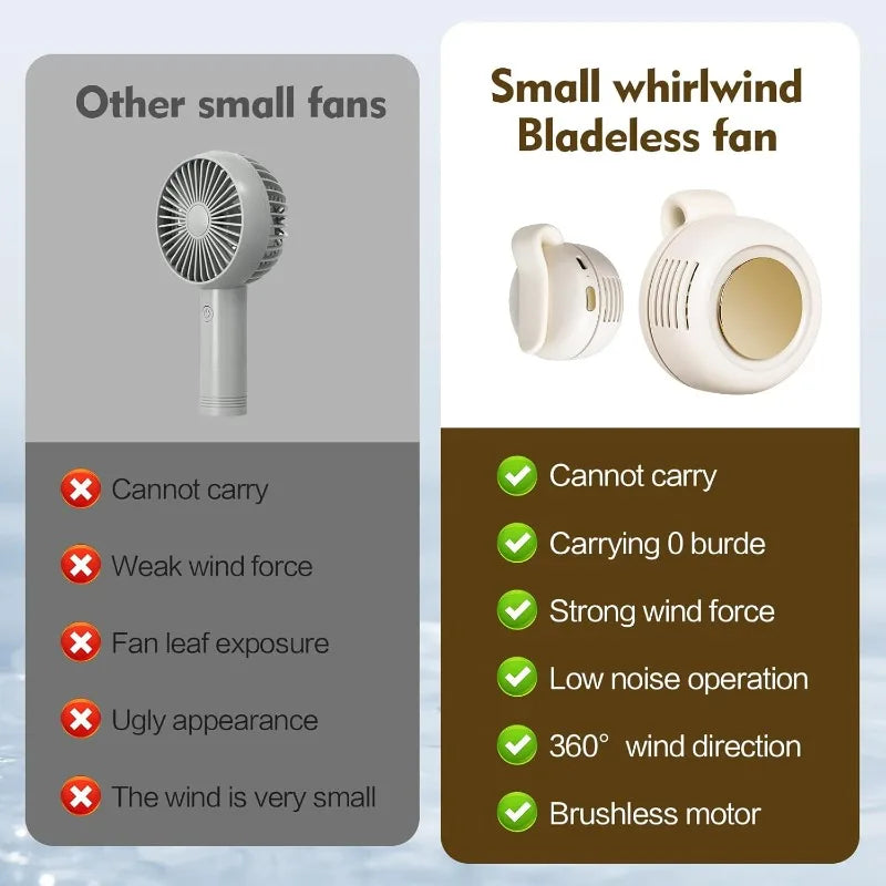 Mini Ventilateur Portable à Clipser – Sans Pales Apparentes, 3 Vitesses