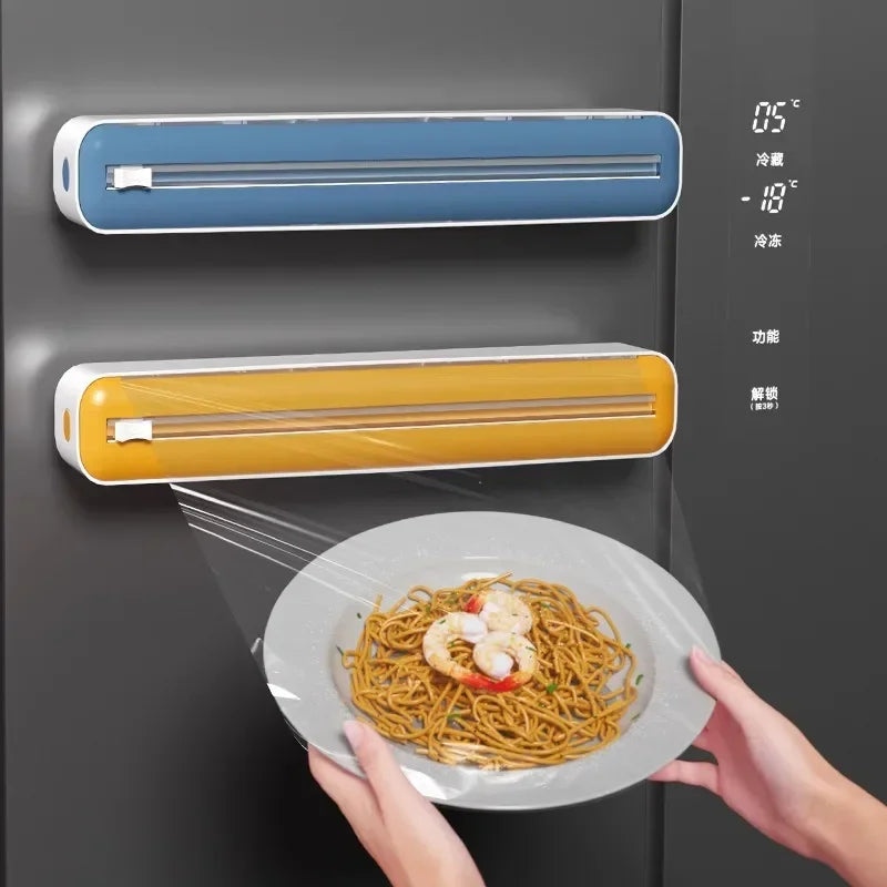 Distributeur Film Alimentaire 2-en-1 avec Cutter – Rangement Cuisine