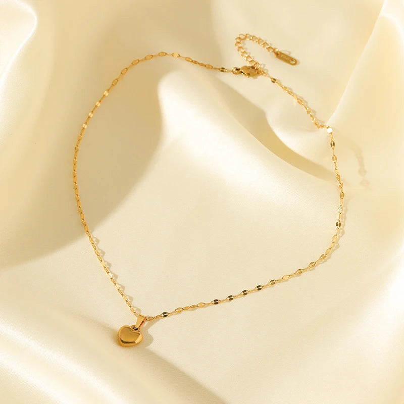 Set Bijoux Cœur Femme – Collier, Bracelet & Boucles Plaqué Or 18K
