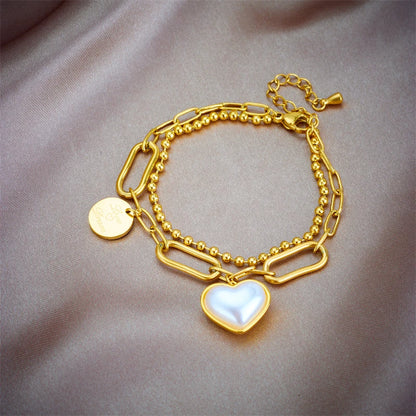 Bracelet Femme Croix & Cœur – Plaqué Or