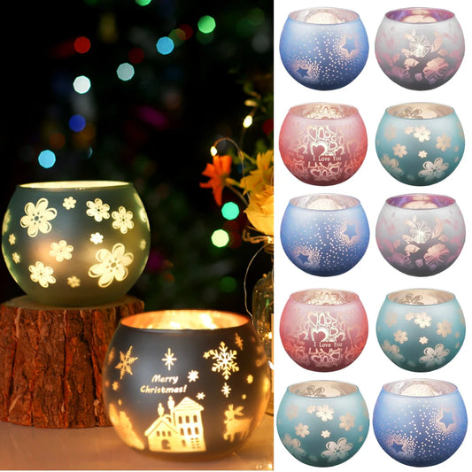 Photophore Étoilé 🎄 Verre Coloré pour Bougie & Déco Noël