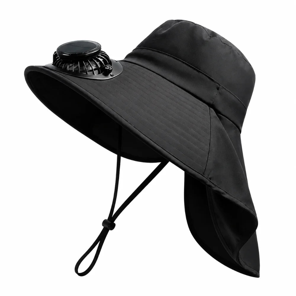 Chapeau Ventilateur Solaire  et Rechargeable USB – 800 mAh, Été & Activités Extérieures