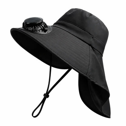 Chapeau Ventilateur Solaire  et Rechargeable USB – 800 mAh, Été & Activités Extérieures