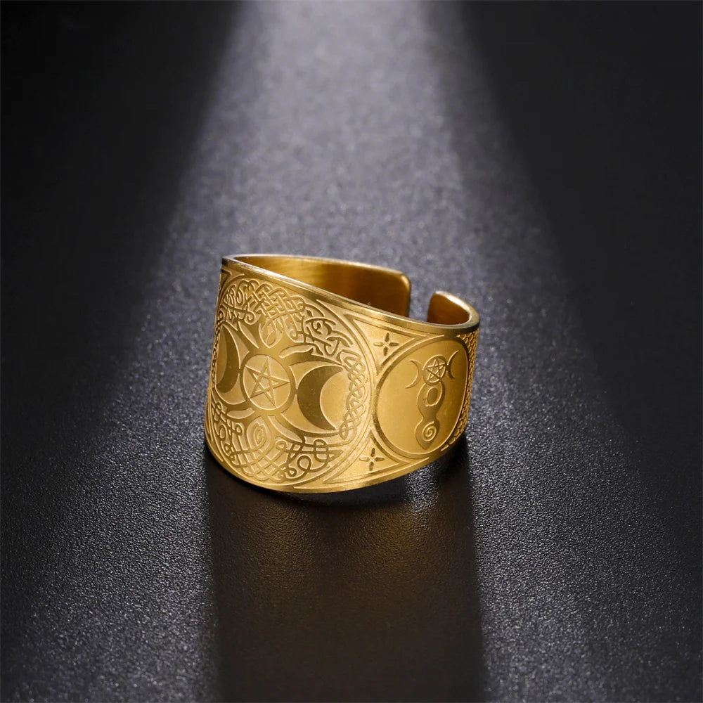 Bague Pentagramme Wicca – Amulette Géométrie Sacrée