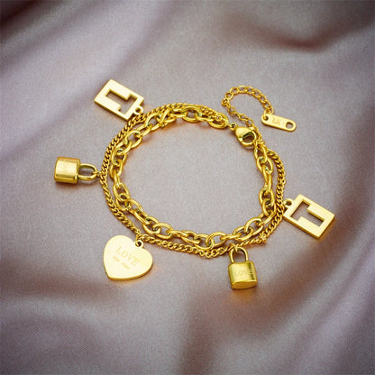 Bracelet Femme Croix & Cœur – Plaqué Or