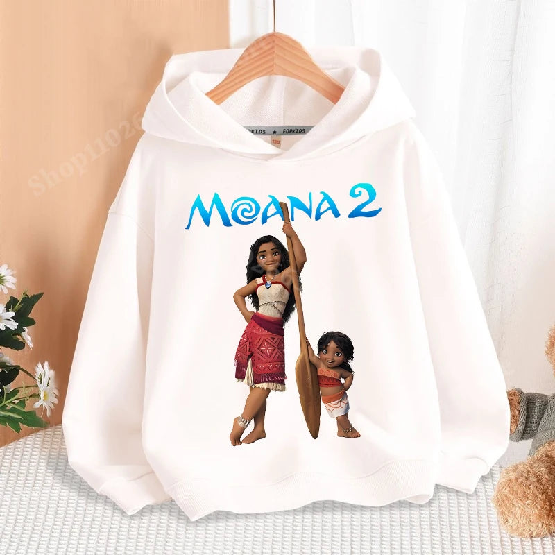 Disney Moana 2 Hoodies Enfants Nouveau Anime Mince Coton Sweat-shirt Garçons Filles Automne Hiver Chaud Pull Enfants Manches Longues