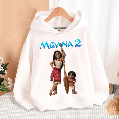 Disney Moana 2 Hoodies Enfants Nouveau Anime Mince Coton Sweat-shirt Garçons Filles Automne Hiver Chaud Pull Enfants Manches Longues