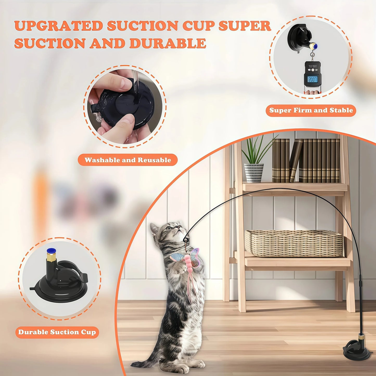 Jouet Chat Interactif Plume – Canne avec Ventouse