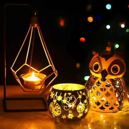 Photophore Étoilé 🎄 Verre Coloré pour Bougie & Déco Noël