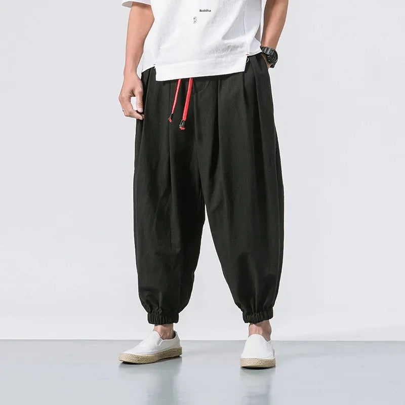 Pantalon Harlan Homme 🧘‍♂️ Style Chinois & Japonais – Confort Ice Silk