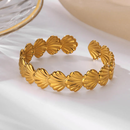 Bracelet Manchette Large Femme Doré – Acier Inoxydable